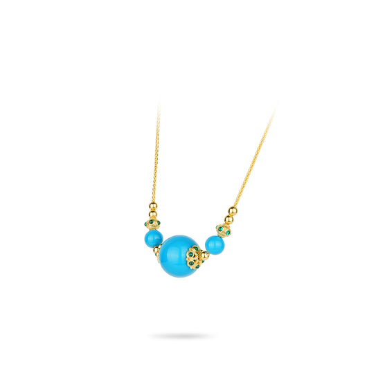 Golden Time Collection: Vintage style Dyed Blue Turquoise "Threesome" detailed Necklace