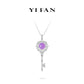 High Jewelry Collection: Modern Vibrant Purple Jade “Lace Key” Pendant Necklace