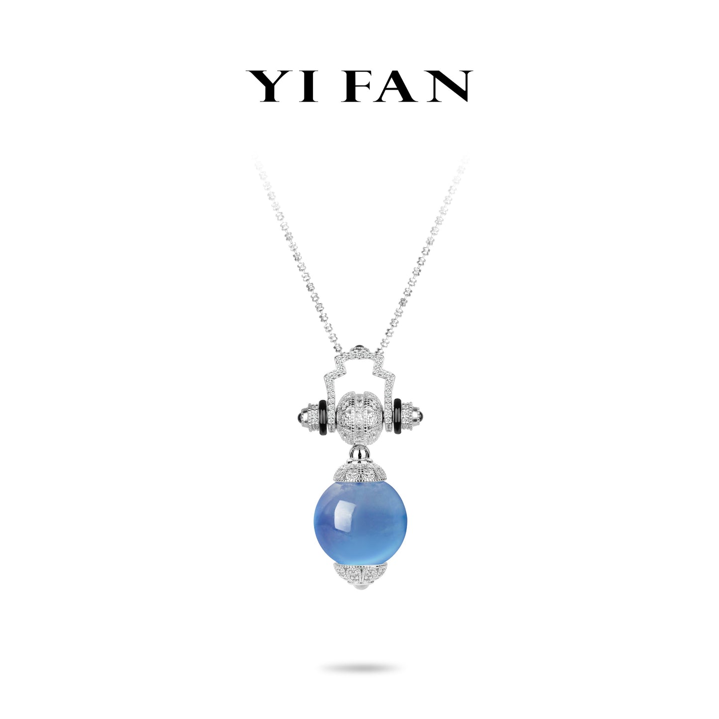 High Jewelry collection: Art deco "Blue Luminous Pearl" detailed Pendant Necklace