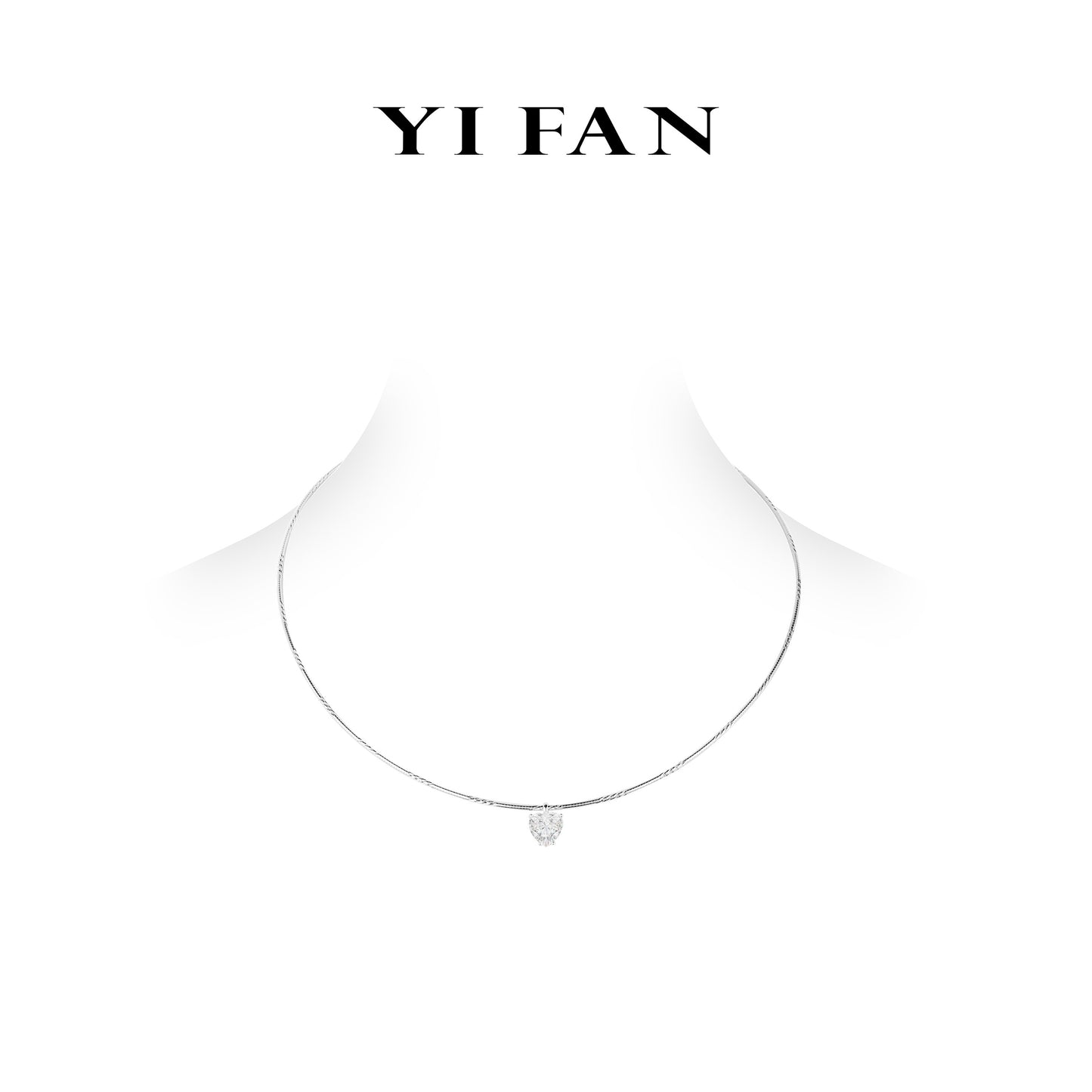 Minimalist collection: "White Heart" Modern unique chain Necklace