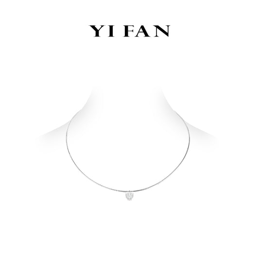 Minimalist collection: "White Heart" Modern unique chain Necklace