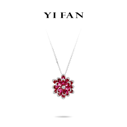 Welfare Exclusive: Recreation Modern Rose-Red "Immortal Flower" Pendant Necklace