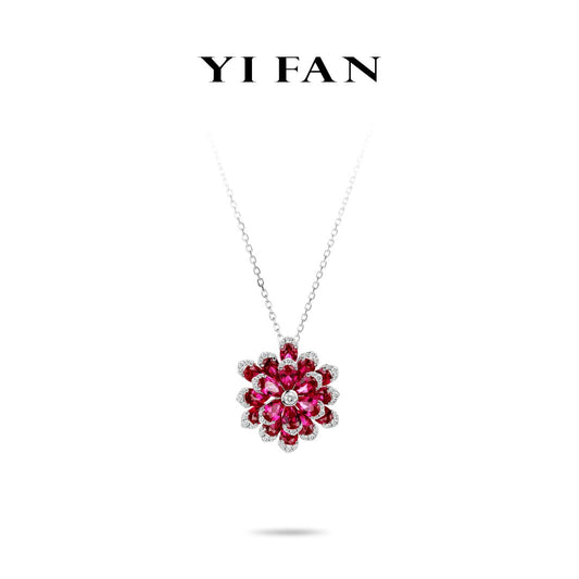 Welfare Exclusive: Recreation Modern Rose-Red "Immortal Flower" Pendant Necklace