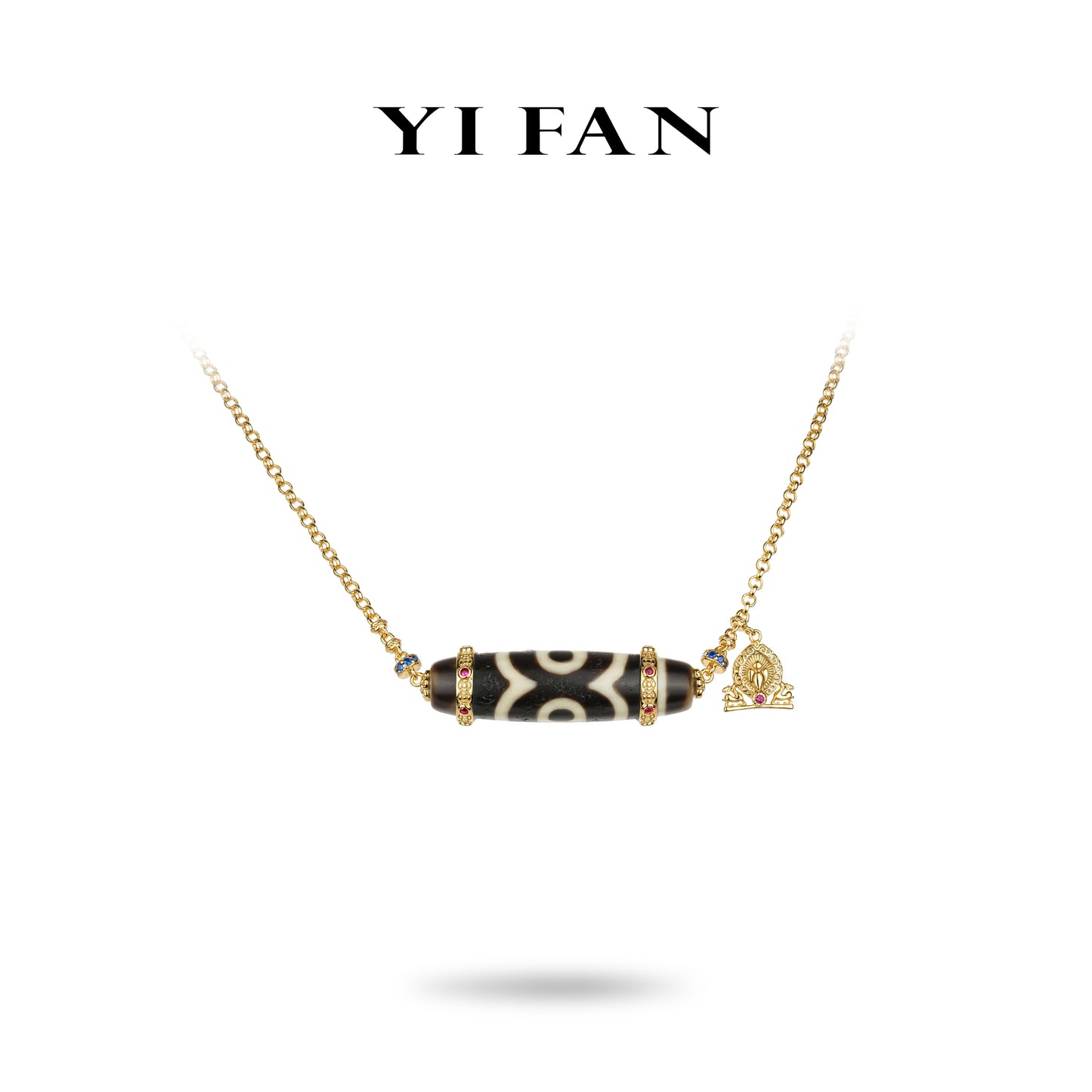 High Jewelry collection: Dzi Tianzhu "Horizontal Wushi Pillar" detailed Necklace (Unisex)