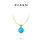 Golden Time Collection: Vintage style Dyed Blue Turquoise "Ruyi" detailed Pendant Necklace