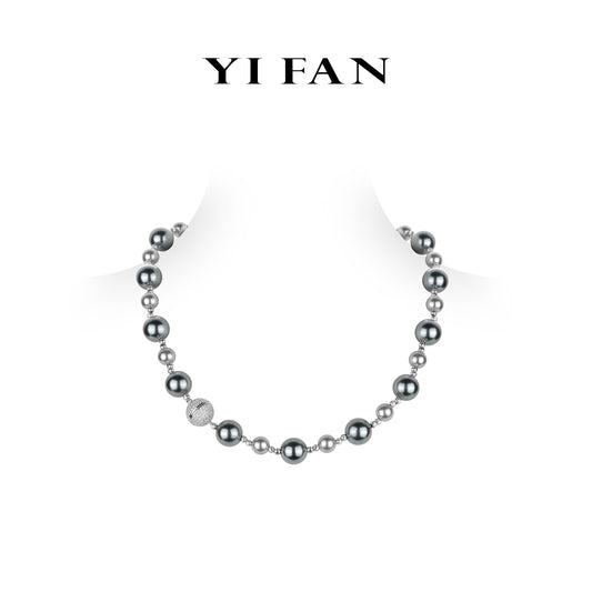 High Jewelry collection: Modern "Shades of Grey Night Pearls" exquisite Necklace with unique Clasp