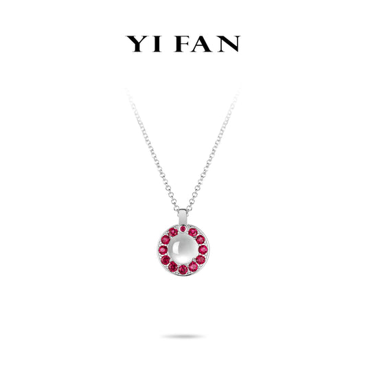 Pre-order Welfare Exclusive: Modern Icy Jade "luminous pearl with Red dots" Pendant Necklace