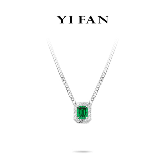 Summer Vibes collection: Modern Emerald-cut "Green Starlight" chain Necklace (Unisex)