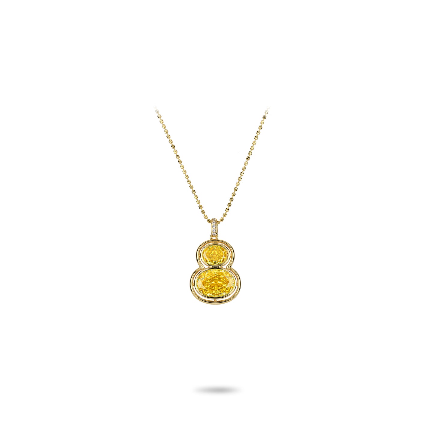 Yellow diamond color collection: Modern "Golden Hulu" Bottle Gourd Pendant Necklace
