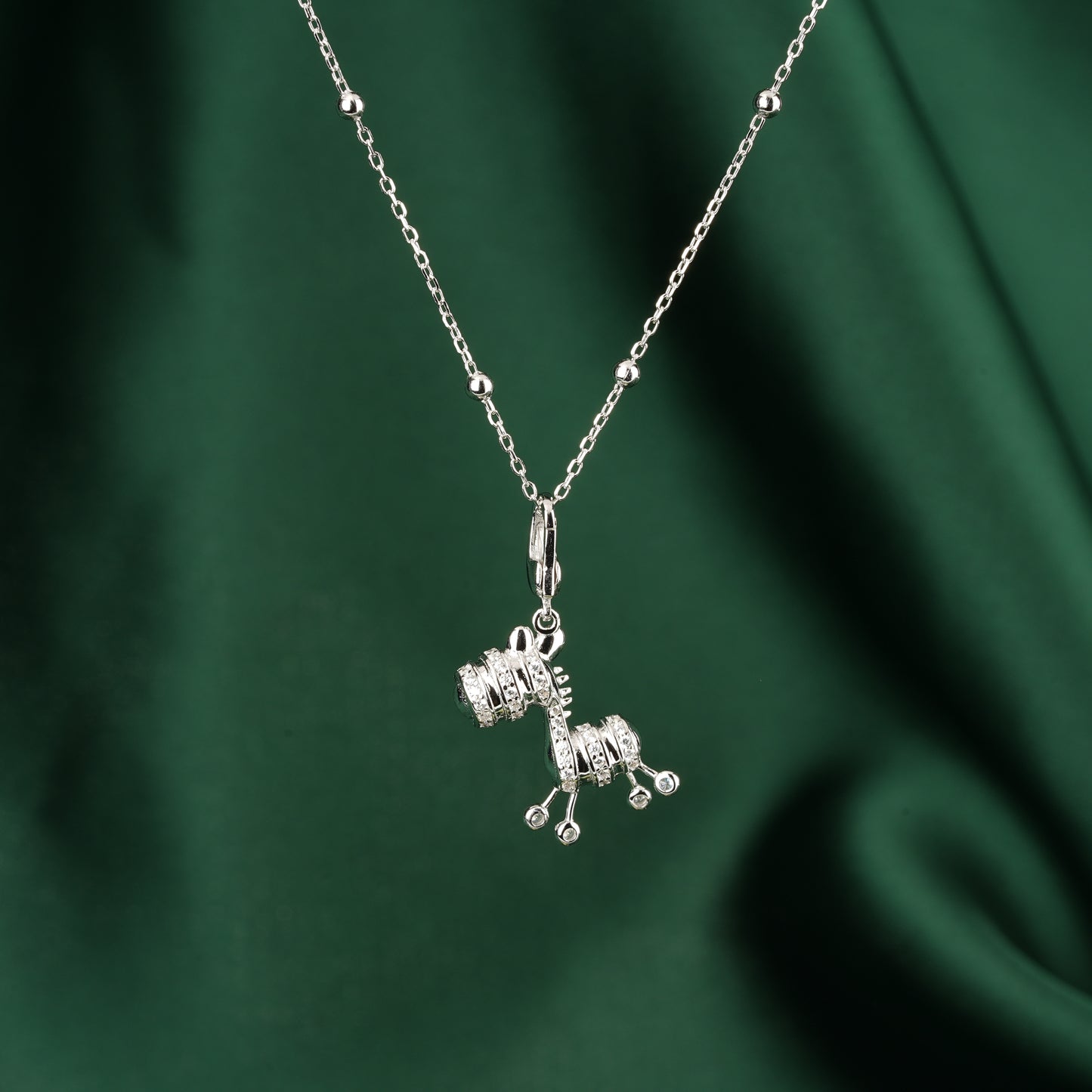 Animal collection: Modern "Sparkling Foal" Pendant Necklace (Unisex)