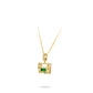 Golden time collection: Modern "Golden Green Treasure Bag" Pendant Necklace