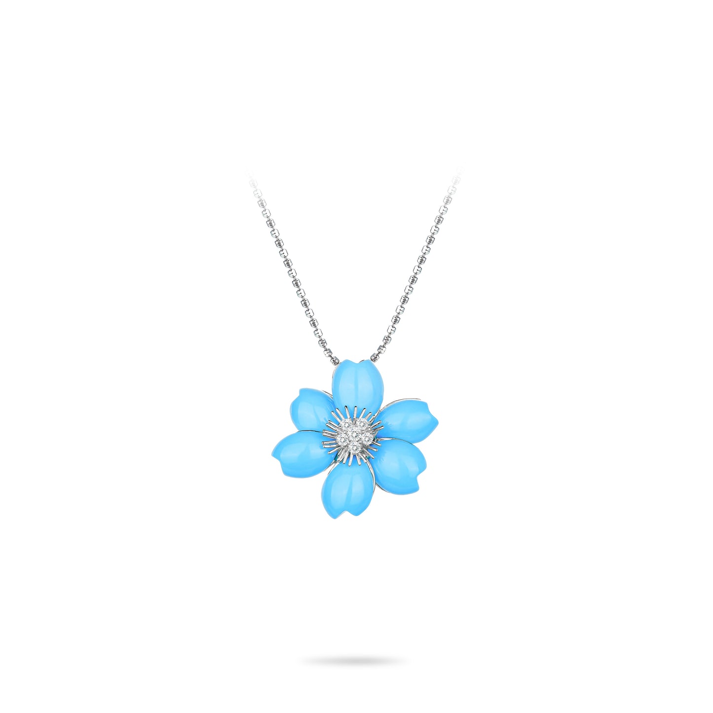 High Jewelry collection: Modern "Blue Sakura Petal" Pendant Necklace