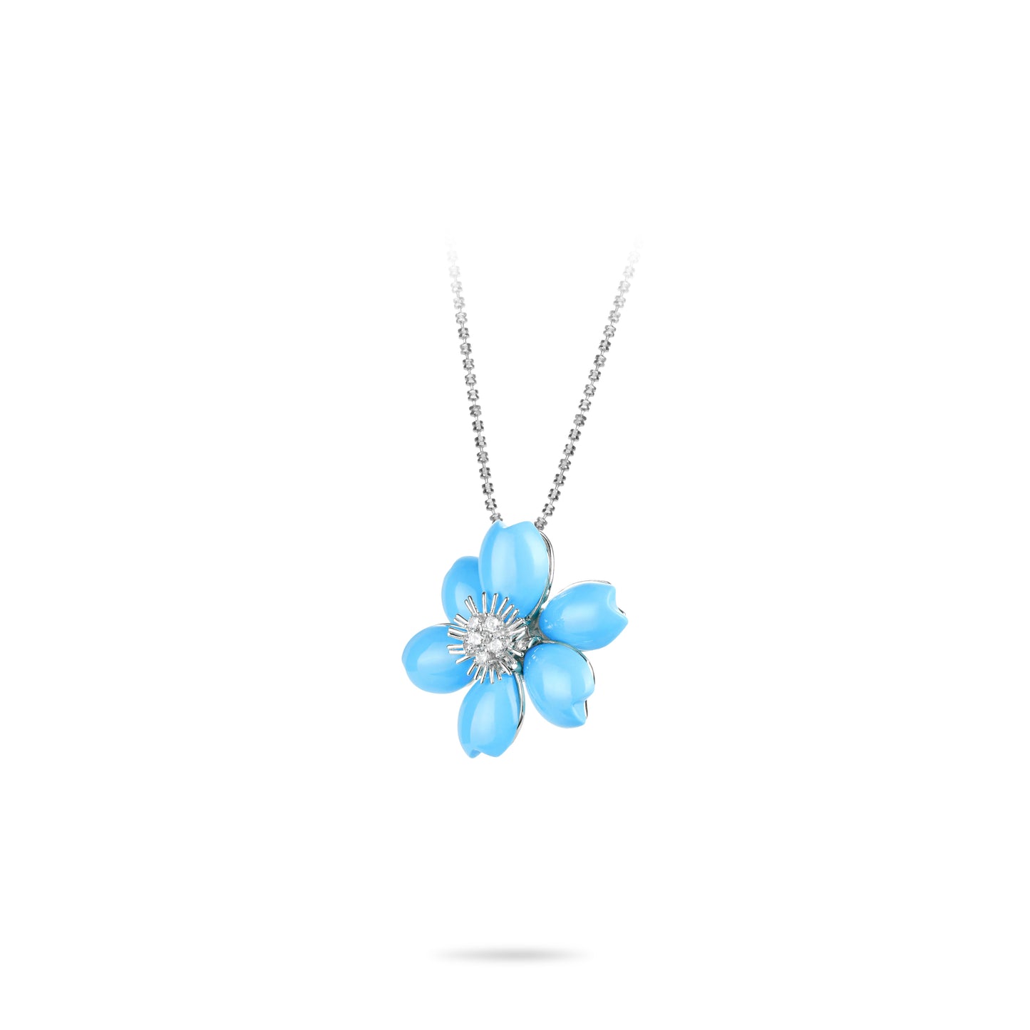 High Jewelry collection: Modern "Blue Sakura Petal" Pendant Necklace