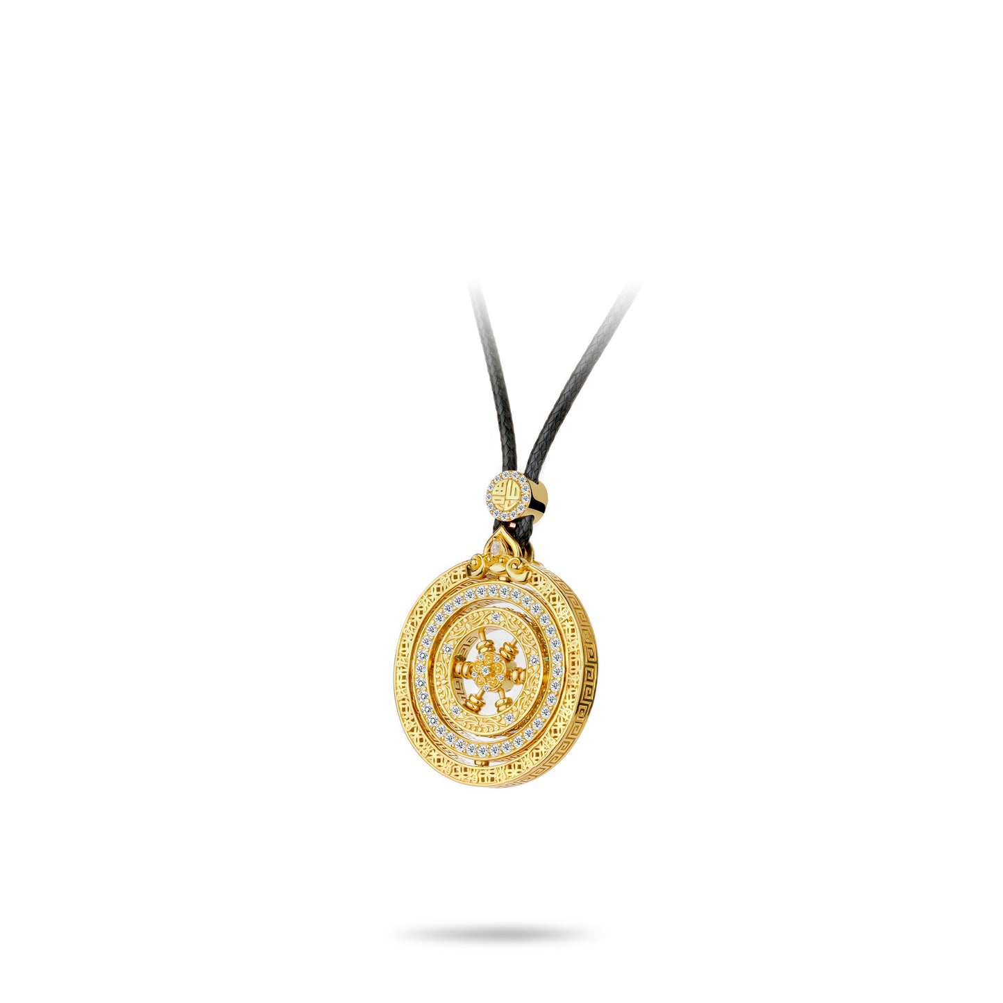 High Jewelry collection: "Mysterious Three-turn Golden Compass" detailed Hollow Pendant Necklace (2 side to wear)