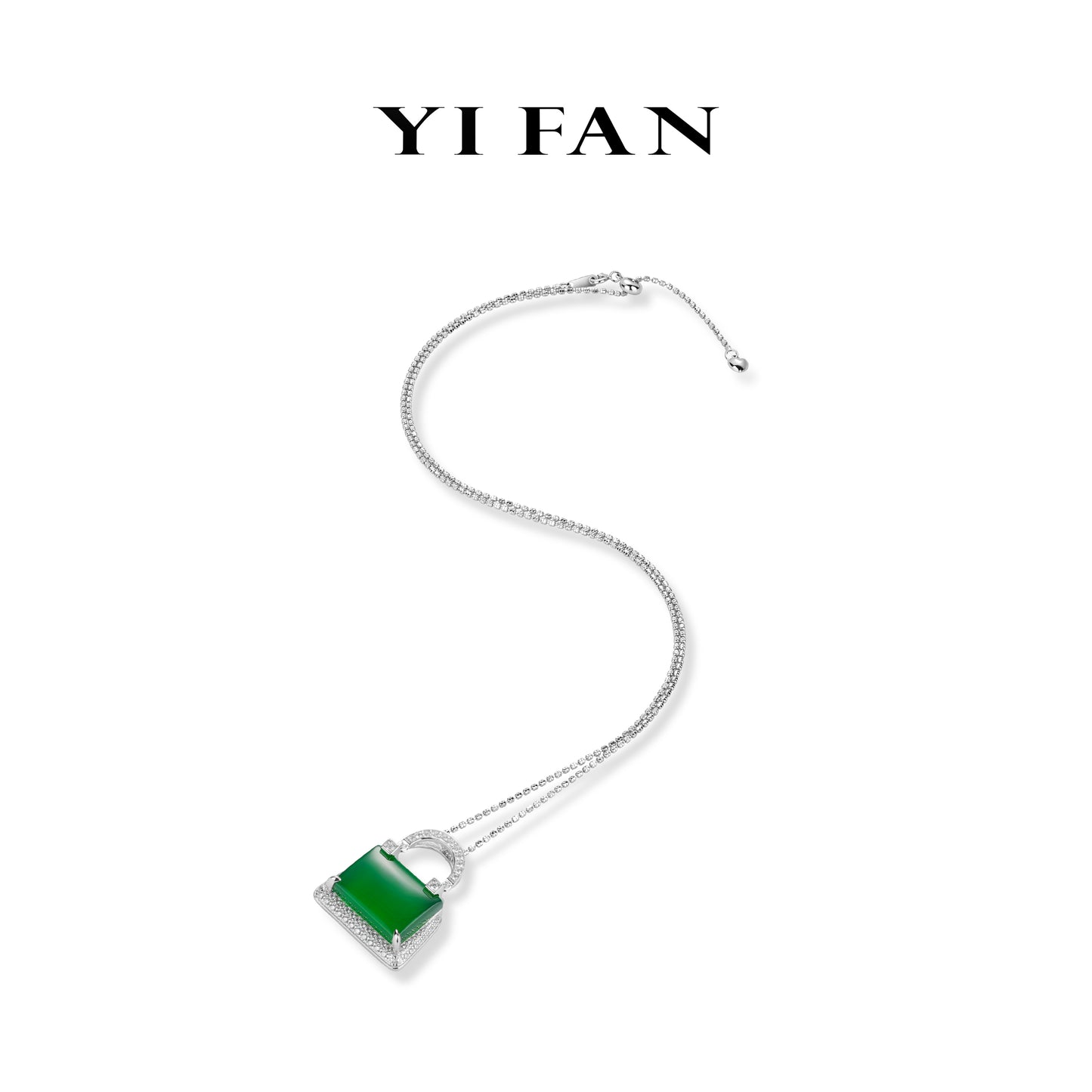 Green jade collection: Modern "Green Treasure Bag" detailed Pendant Necklace