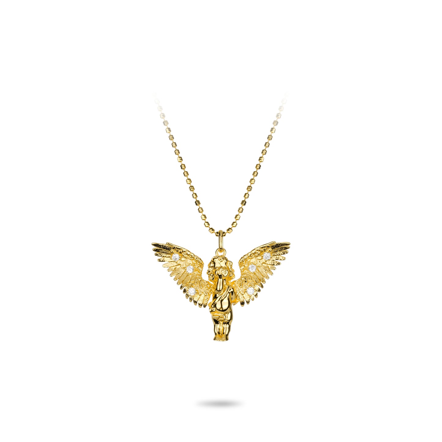 Golden time collection: "Angel with outstretching Wings" detailed Pendant Necklace (2 side to wear)