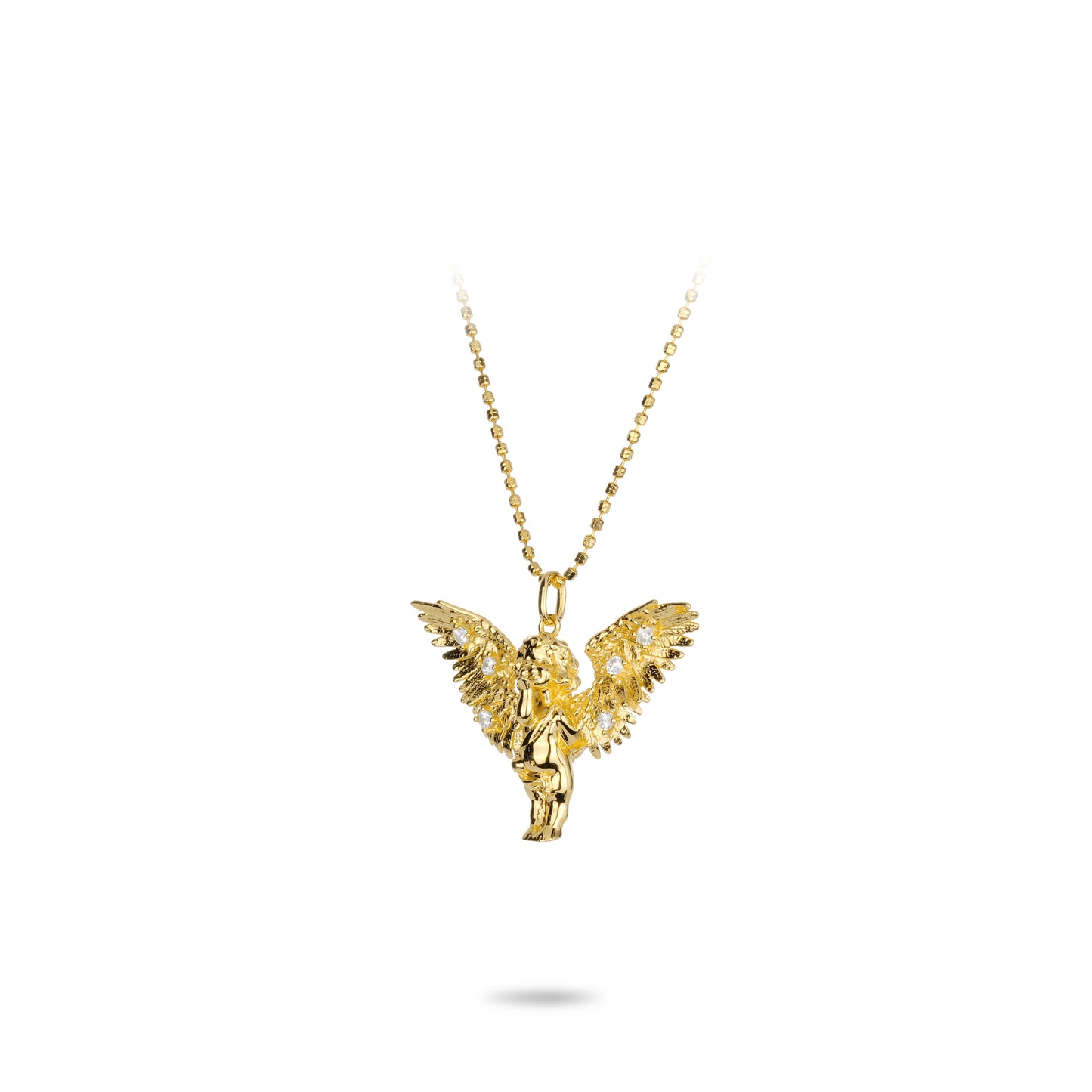 Golden time collection: "Angel with outstretching Wings" detailed Pendant Necklace (2 side to wear)