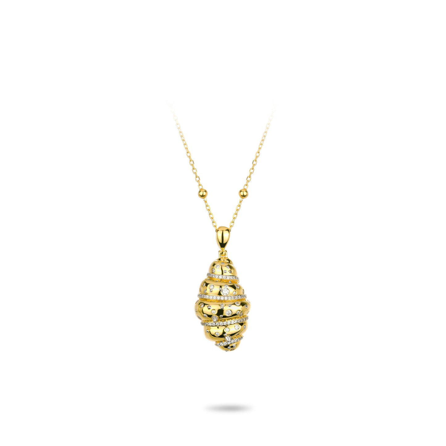 Golden time collection: Modern "Sparkling Croissants" Pendant Necklace (Unisex)