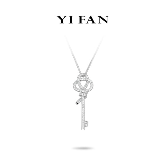 Welfare Exclusive: Modern "Twisted Hollow Key" delicate Pendant Necklace (Unisex)