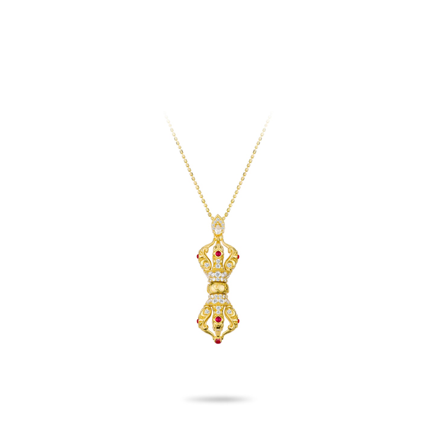 Golden time collection: "Vajra Dorje Pestle" detailed Pendant Necklace (Unisex)