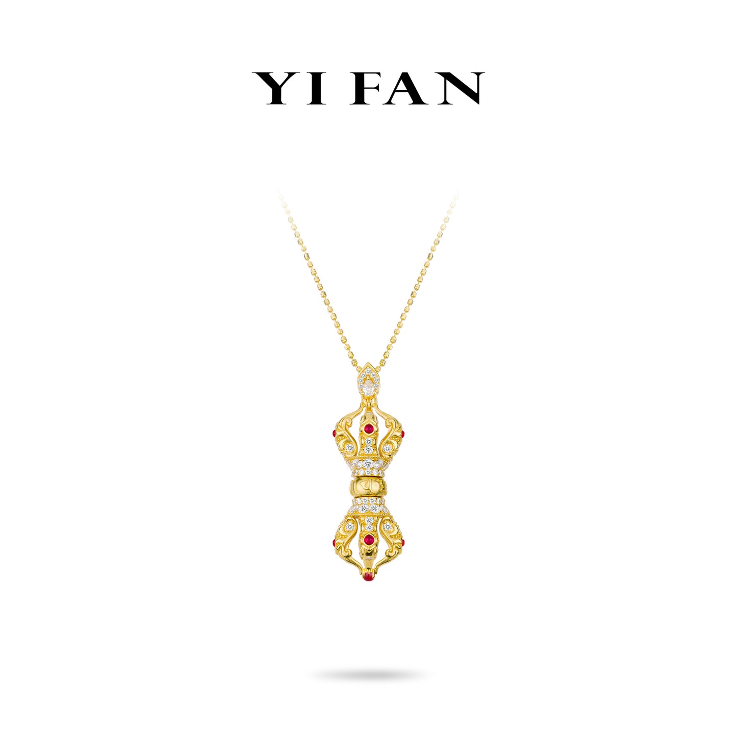 Golden time collection: "Vajra Dorje Pestle" detailed Pendant Necklace (Unisex)