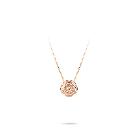 Welfare Exclusive Rose-gold Fever collection: Modern "Camellia Flower" delicate Necklace