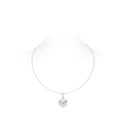 High Jewelry collection: 3D "Silver Ice-cube with character "发" (Fa)" CNC Pendant Necklace (Unisex)