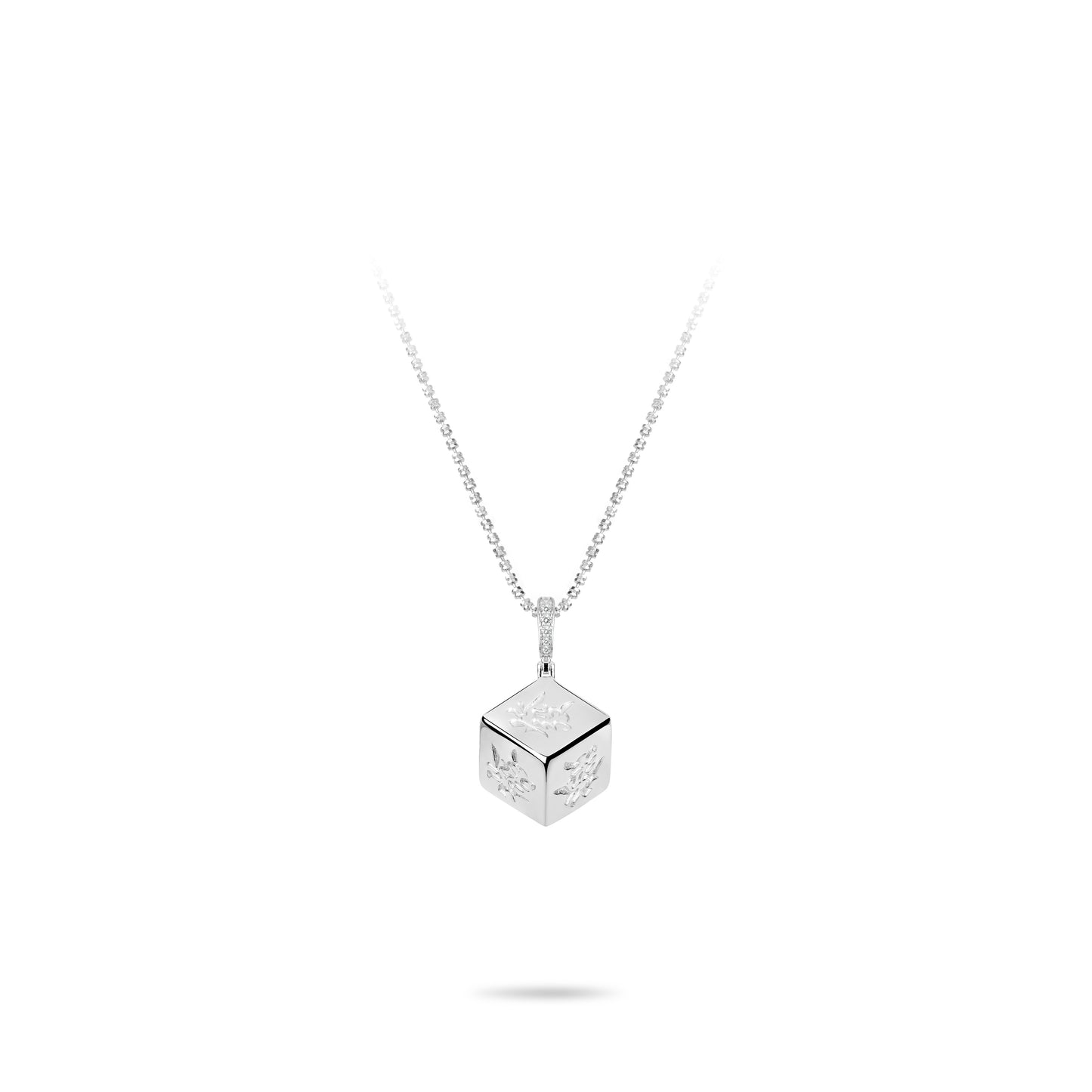 High Jewelry collection: 3D "Silver Ice-cube with character "发" (Fa)" CNC Pendant Necklace (Unisex)