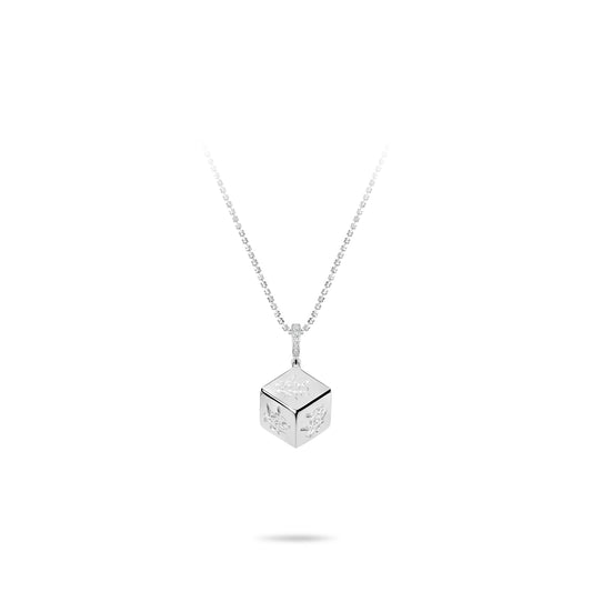 High Jewelry collection: 3D "Silver Ice-cube with character "发" (Fa)" CNC Pendant Necklace (Unisex)