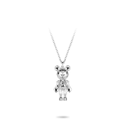 Animal collection: Modern "Mechanical Hollow Bear" Pendant Necklace (Unisex)