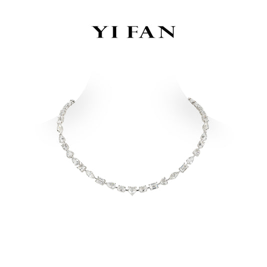 Pre-order Wedding collection: Luxury Mixed-cut "Icy Parisian Stars" exquisite Tennis Necklace