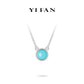 High Jewelry collection: Modern "Big Blue Cabochon turquoise Disc" Tank Chain Necklace (Unisex)