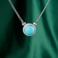 High Jewelry collection: Modern "Big Blue Cabochon turquoise Disc" Tank Chain Necklace (Unisex)