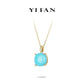 Minimalist collection: "Golden Blue Cabochon turquoise" delicate Necklace (Unisex)