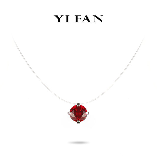 Ruby color collection: Modern "Brilliant Red" Transparent necklace （7.5 carat）