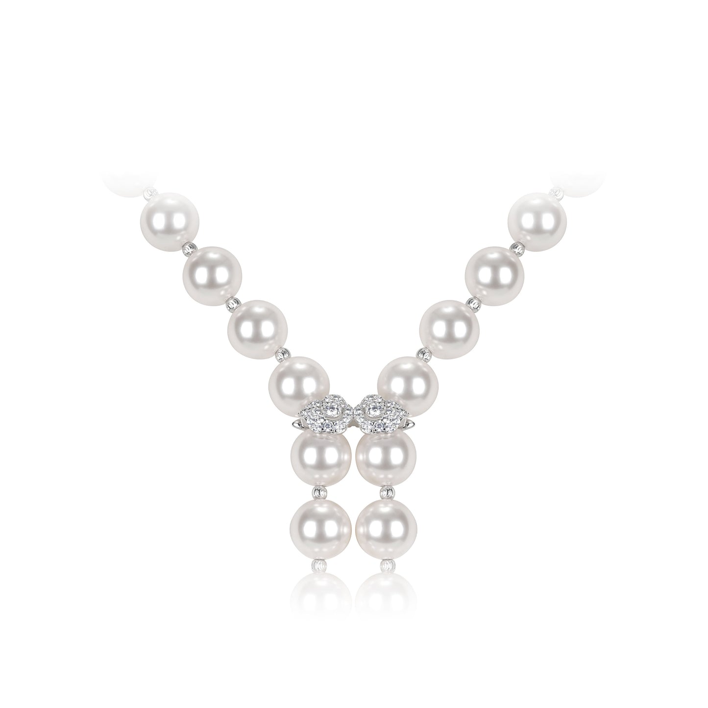 High Jewelry collection：the White Pearl Fringe Y-Necklace with Auspicious Cloud Elements (95CM)