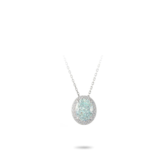 Paraiba color collection: Mint Blue Icy-cut Modern "Pigeon Egg Rock" detailed Necklace