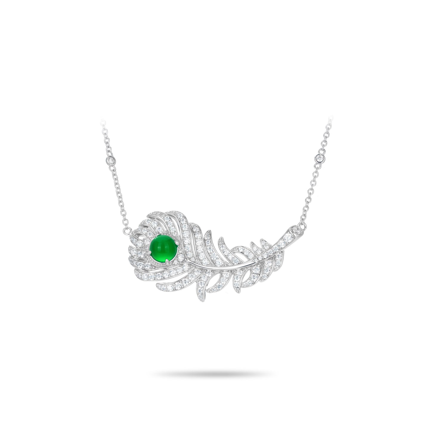 Pre-order Promotion design: Modern Green chalcedony "Feather" necklace