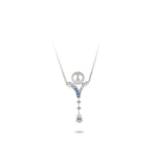 Pre-order Minimalist collection: Shades of blue white pearl necklace