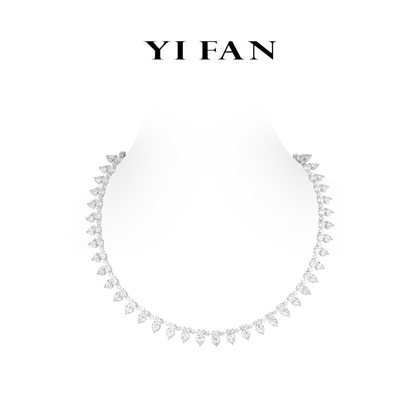 Wedding collection: Modern "Brilliant Hearts" exquisite Tennis Necklace