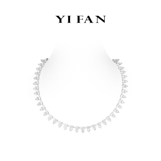 Wedding collection: Modern "Brilliant Hearts" exquisite Tennis Necklace