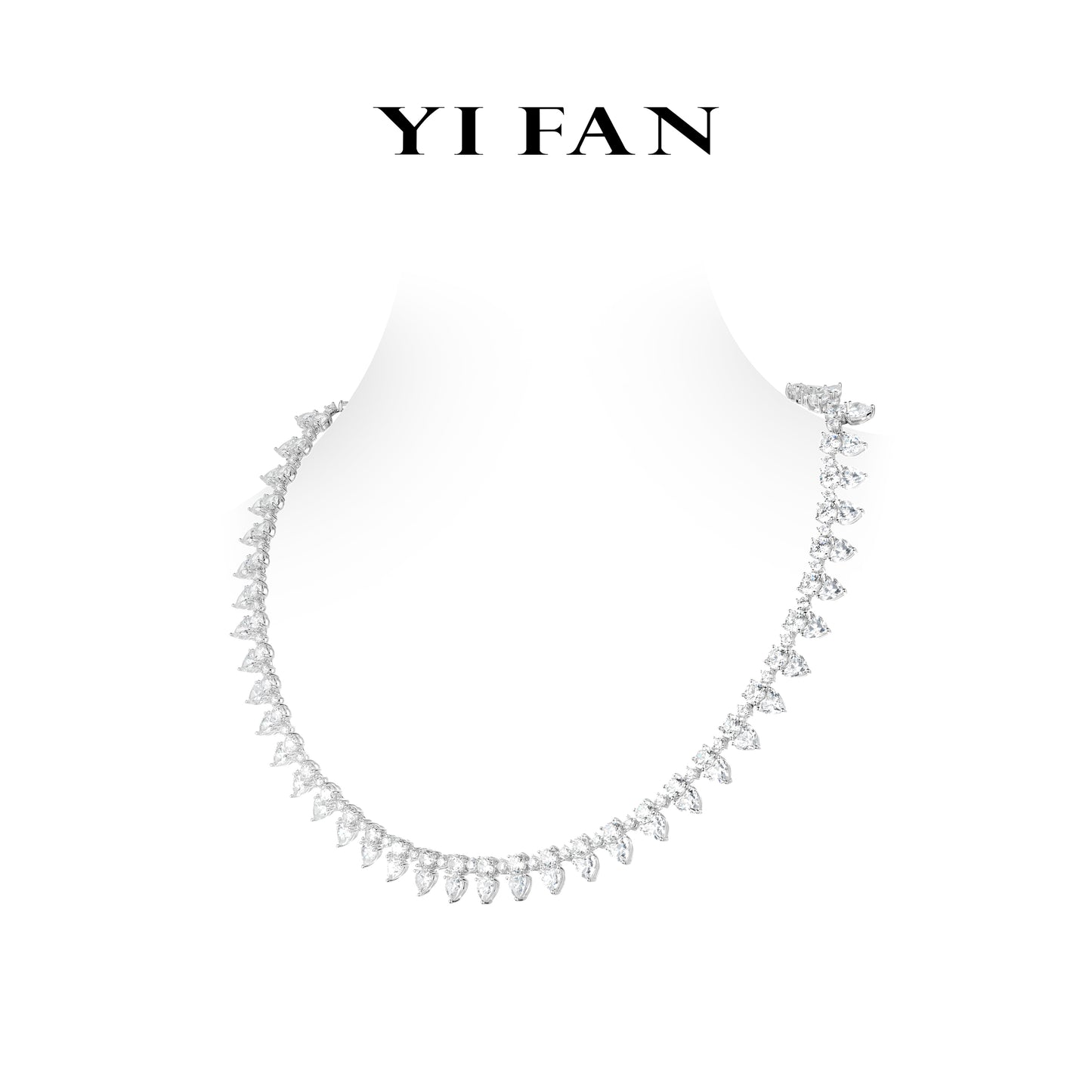 Wedding collection: Modern "Brilliant Hearts" exquisite Tennis Necklace