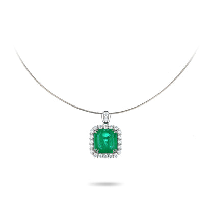 Synthetic Emerald collection: Classic 8 prong Pendant Necklace (8.96 carat)