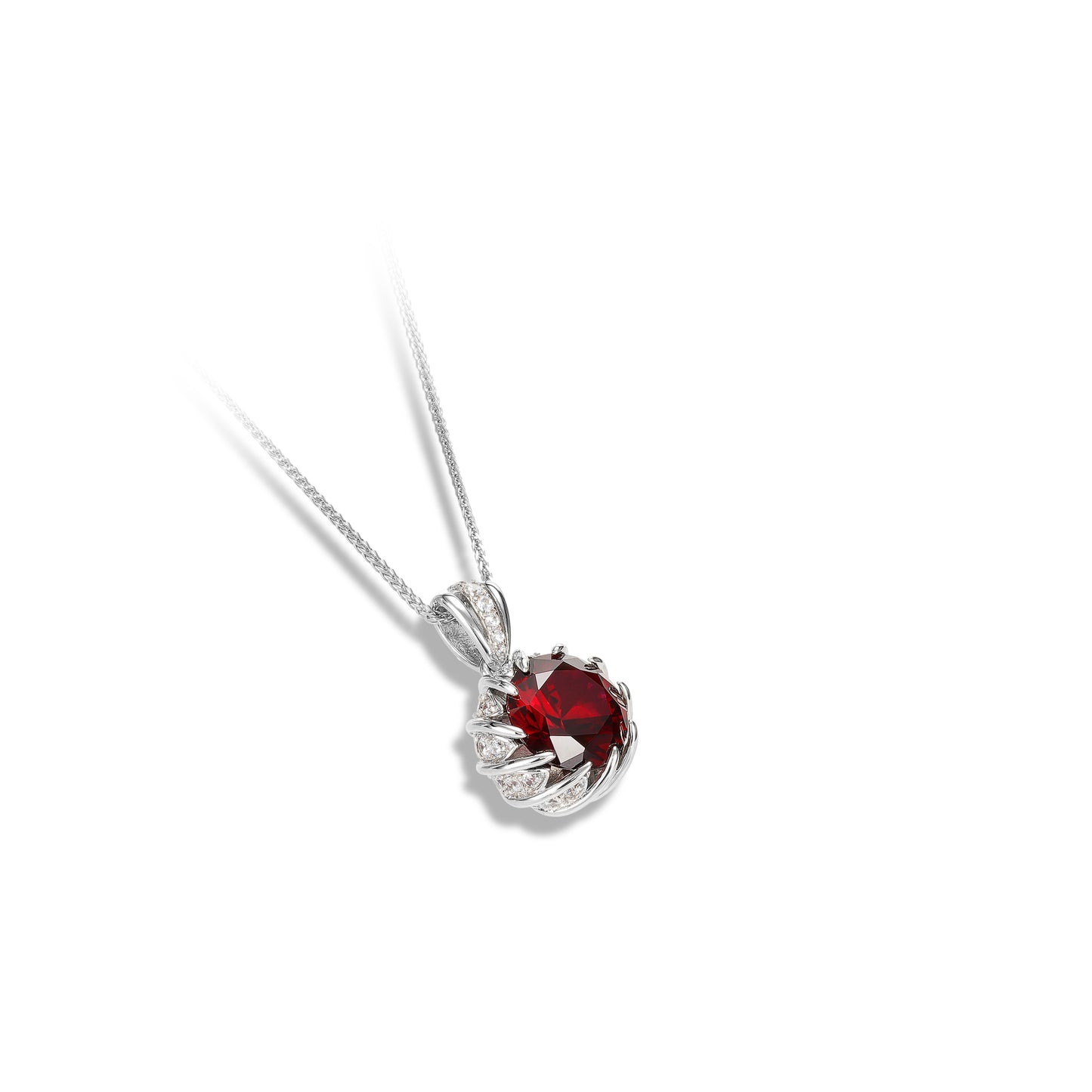 New year edition: Pigeon blood ruby color Lab created stones luxurious Lotus pendant