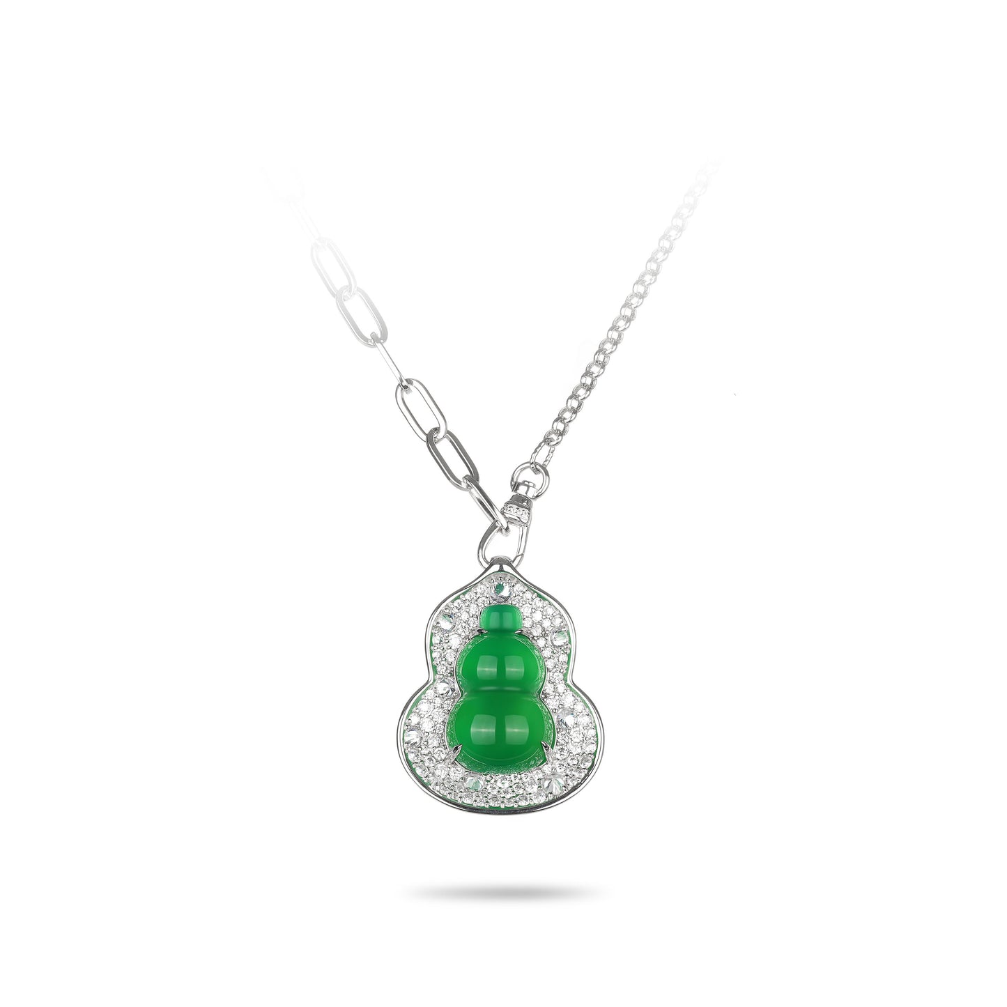 Modern Jade Lucky Bottle gourd "Hulu" unique chain necklace