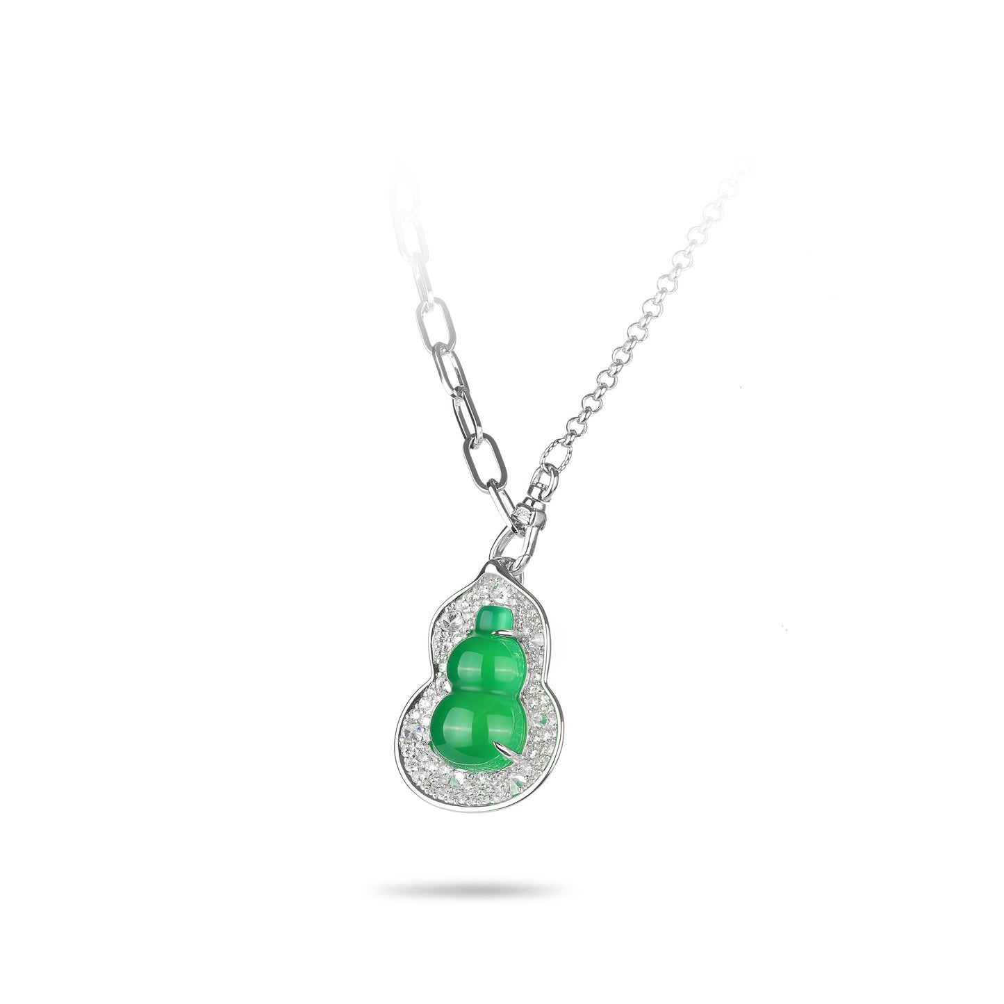 Modern Jade Lucky Bottle gourd "Hulu" unique chain necklace