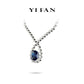 Tanzanite color Collection: 3D facets in Hot-enamel " Blue Elliptical Angel Eye " Luxury Necklace