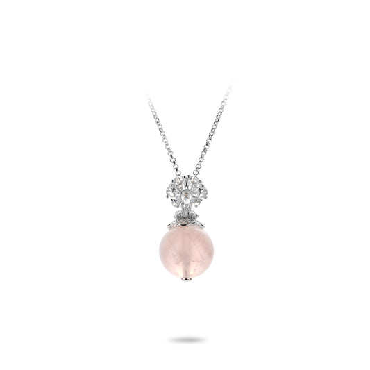 Pre-order Limited edition: High-Quality Malagasy Rose Quartz bead deatailed Necklace in Peach Fuzz Color