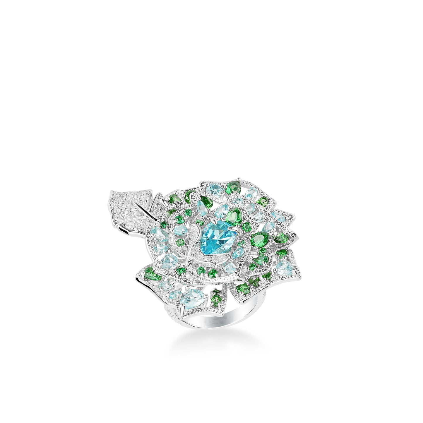 Blue-Green Ombre Artistic Rose Ring