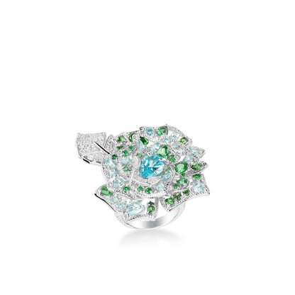 Blue-Green Ombre Artistic Rose Ring